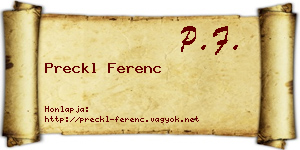 Preckl Ferenc névjegykártya